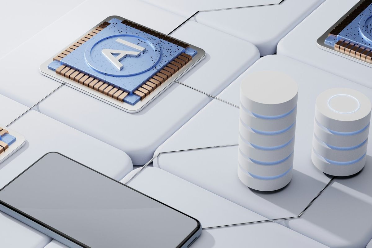 Abstract AI chip and data cylinders